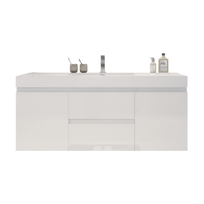 Latitude Run® Carny 60'' Wall Mounted Single Bathroom Vanity with Reinforced Acrylic Vanity Top
